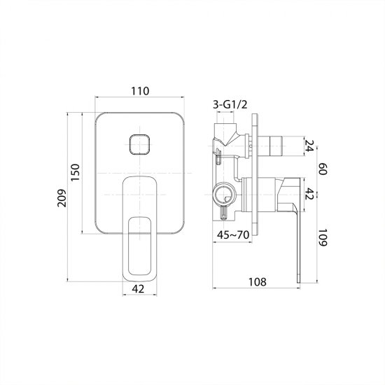 Смеситель для душа встраиваемый Iddis Slide однорычажный с  механизмом в комплекте хром (SLISB00i67)