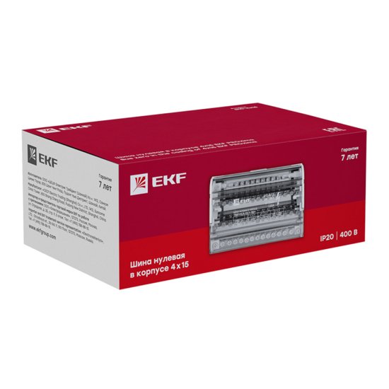 Шина нулевая EKF PROxima 4х15 отверстий в корпусе (sn0-4х15)