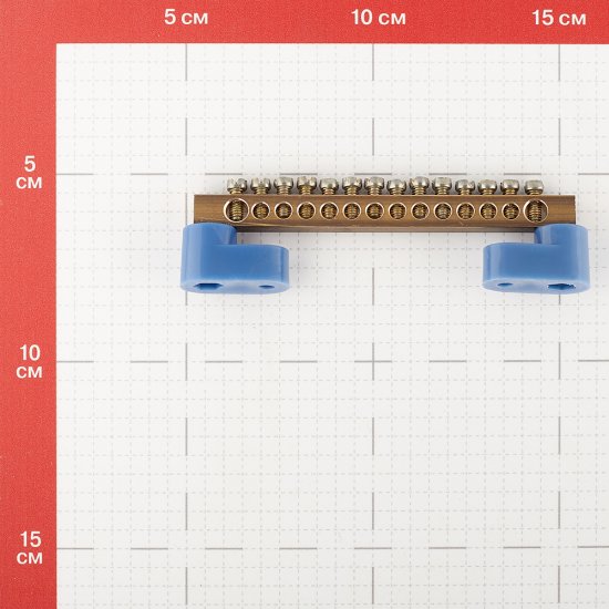 Шина нулевая на 2-х угловых изоляторах EKF PROxima 6х9 мм 14 отверстий синяя (sn0-63-14-2-r)