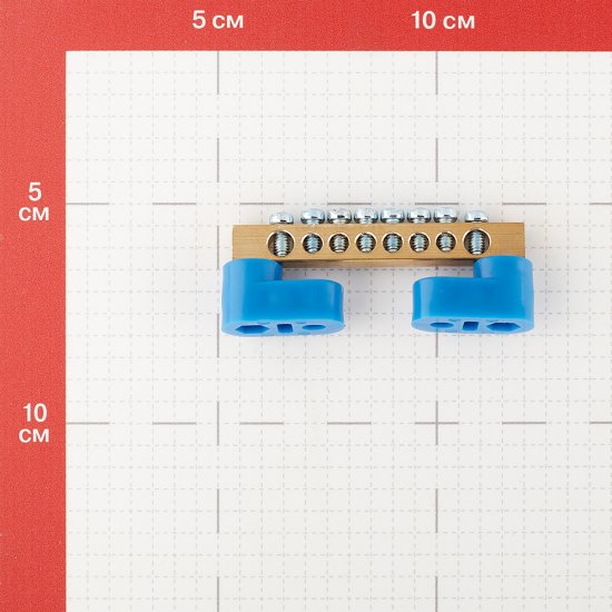 Шина нулевая на 2-х угловых изоляторах EKF PROxima 6х9 мм 8 отверстий синяя (sn0-63-08-2-r)