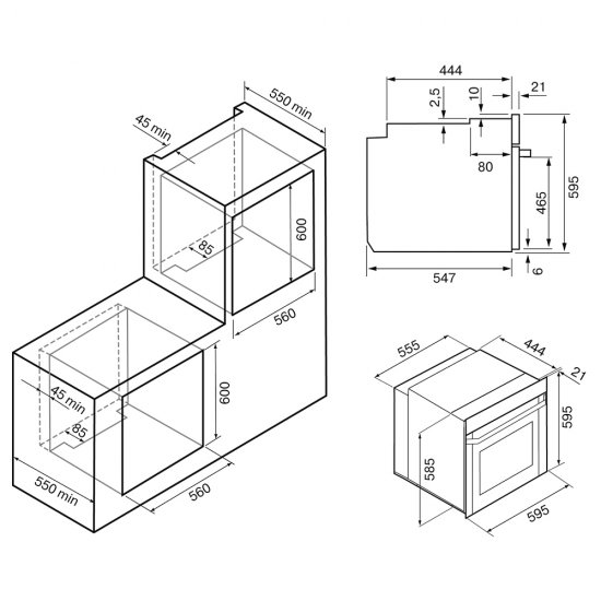 Духовой шкаф электрический встраиваемый Krona Quendel 595 мм черный (КА-00005567)