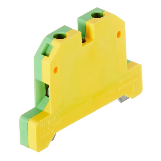 Колодка клеммная винтовая Navigator 6 кв.мм желто-зеленая (10 шт.) (612249)