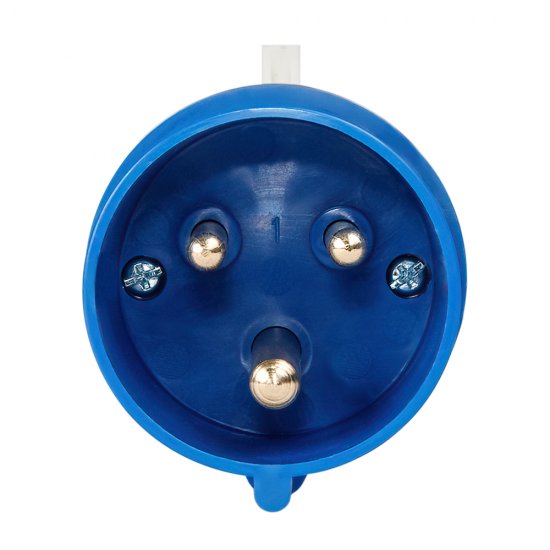 Вилка силовая прямая переносная КЭАЗ с заземлением 2P+PE 32 А 220 В IP44 синяя (222736)