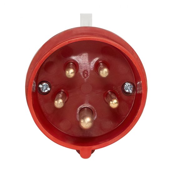 Вилка силовая прямая переносная КЭАЗ с заземлением 3Р+РЕ+N 16 А 380 В IP44 красная (222738)