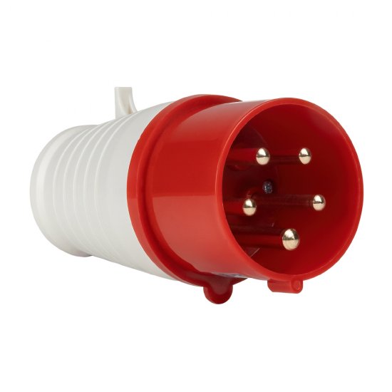 Вилка силовая прямая переносная КЭАЗ с заземлением 3Р+РЕ+N 32 А 380 В IP44 красная (222740)