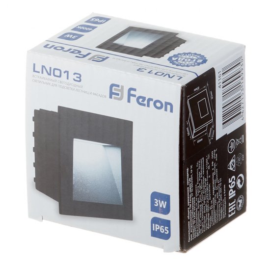 Подсветка для лестниц встраиваемая светодиодная черная 3 Вт 4000К IP65 Feron (41161)