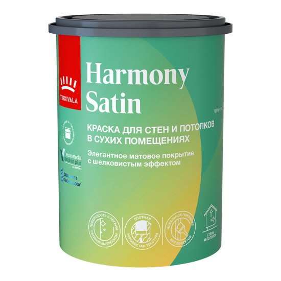 Краска моющаяся Tikkurila/Tikkivala Harmony Satin база А белая 0,9 л