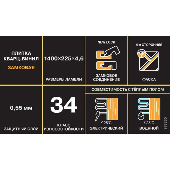 Плитка кварцвиниловая Tarkett Deep House NL ralph замковая 1400х225х4,6 мм 1,89 кв.м защитный слой 0,55 мм с микрофаской