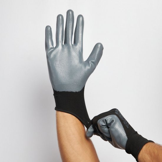 Перчатки полиэстеровые маслобензостойкие с нитриловым обливом Delta Plus черно-серые 9 (L) (VE712GR09/1692)