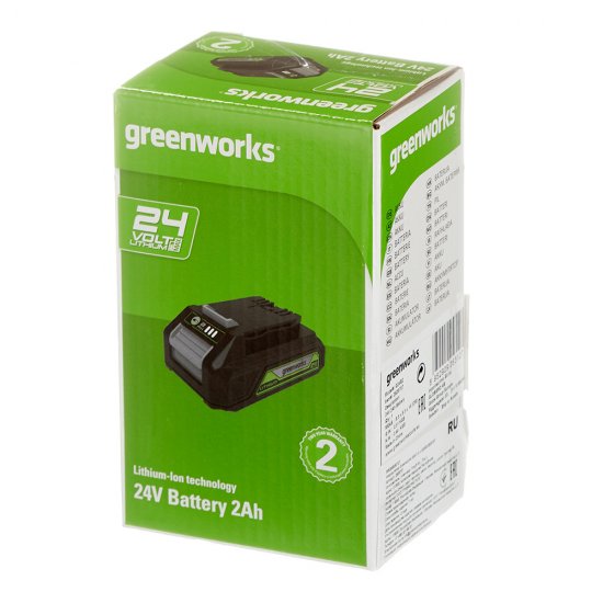 Аккумулятор Greenworks G24B2 24В 2Ач Li-lon (2926707)