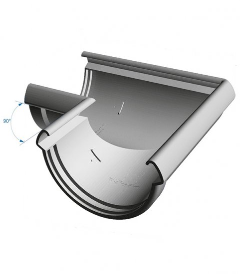 Угол желоба Docke Lux пластиковый d140 мм 90° пломбир RAL 9003