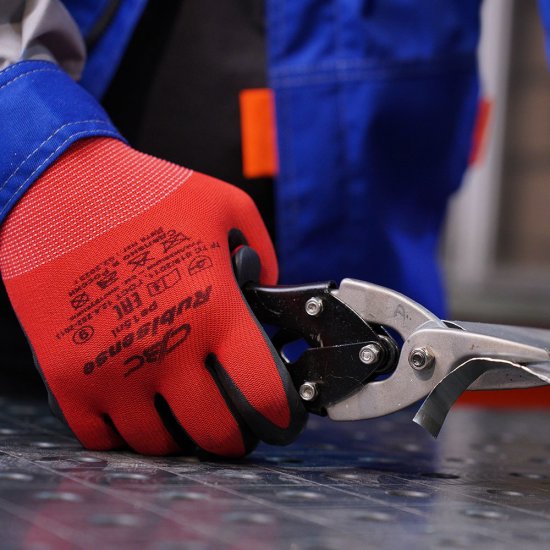 Перчатки полиэфирные с латексным обливом СВС Рубисенс красно-черные / черно-черные L