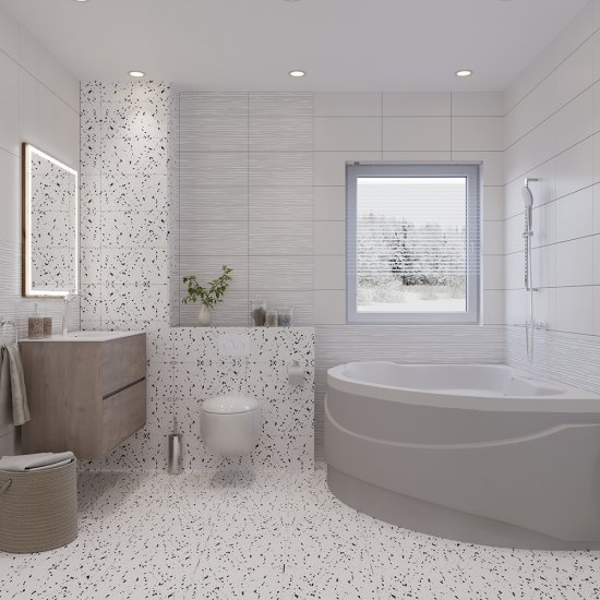 Плитка облицовочная Lavelly Skandi Waves белая рельеф 400х200х8 мм (15 шт.=1,2 кв.м)