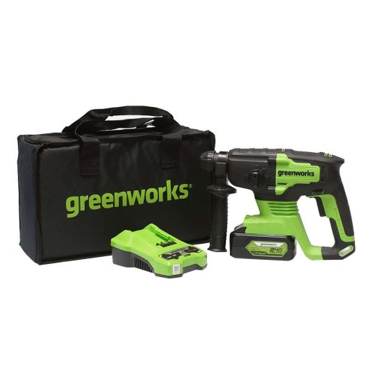 Перфоратор аккумуляторный Greenworks GD24SDS2K4 2 Дж 24В 1х4Ач Li-Ion SDS-plus с АКБ и ЗУ (3803007UB)