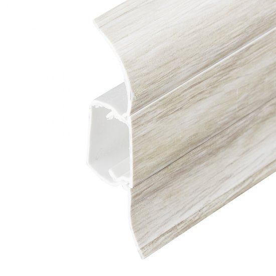 Плинтус ПВХ напольный Winart 58 мм дуб аргенто 2500 мм S-профиль с кабель-каналом