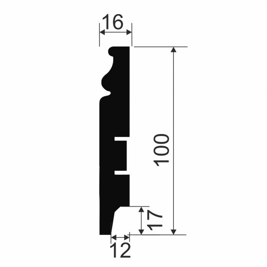 Плинтус МДФ Cosca Décor AP10 белый 100х16х2400 мм под покраску фигурный