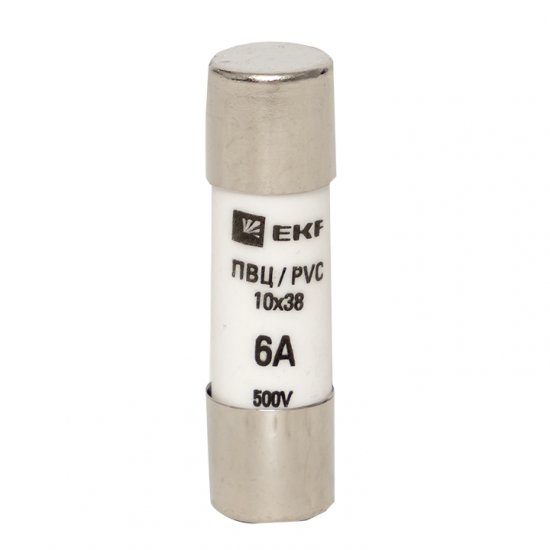 Вставка плавкая цилиндрическая EKF PROxima ПВЦ 6А 10х38 мм 500 В IP20 (20 шт.) (pvc-10х38-6)