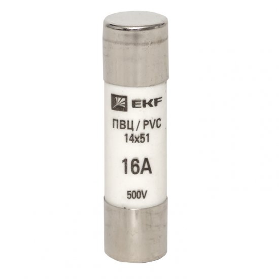 Вставка плавкая цилиндрическая EKF PROxima ПВЦ 16А 14х51 мм 500 В IP20 (10 шт.) (pvc-14х51-16)