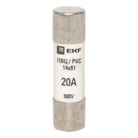 Вставка плавкая цилиндрическая EKF PROxima ПВЦ 20А 14х51 мм 500 В IP20 (10 шт.) (pvc-14х51-20)