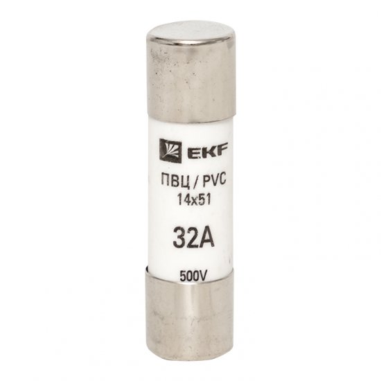 Вставка плавкая цилиндрическая EKF PROxima ПВЦ 32А 14х51 мм 500 В IP20 (10 шт.) (pvc-14х51-32)