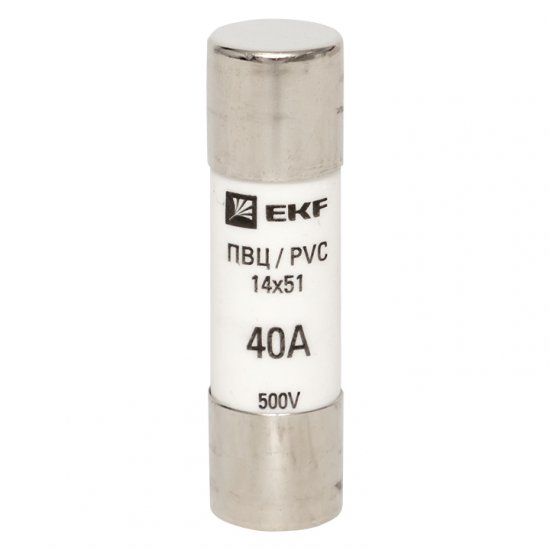 Вставка плавкая цилиндрическая EKF PROxima ПВЦ 40А 14х51 мм 500 В IP20 (10 шт.) (pvc-14х51-40)