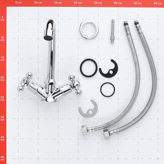 Смеситель для раковины Milardo Duplex хром двухвентильный с поворотным изливом (DUPSB00M01)