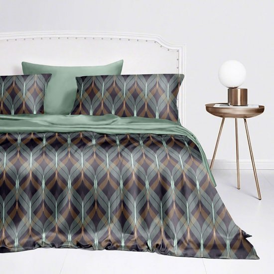Комплект постельного белья Евро тенсель Mona Liza Mariko зеленый с простыней 240х260 см