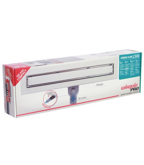 Лоток душевой Wirquin Слим с сухим затвором 500 мм решетка из нержавеющей стали (30724165)