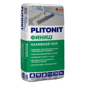Ровнитель (наливной пол) финишный Plitonit Финиш самовыравнивающийся быстротвердеющий 20 кг