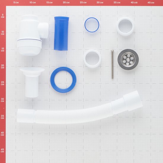 Сифон для раковины и мойки Wirquin Virplast 1 1/2х40 мм с выпуском d63 мм с соединением 40/50 мм (30980678)