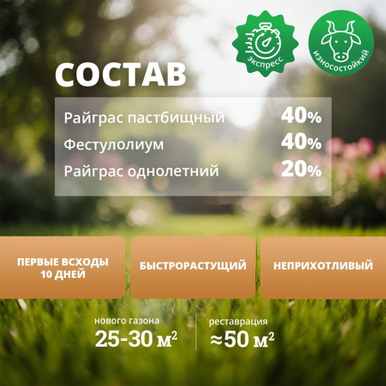 Семена газонной травы Супер Экспресс Мираторг 1 кг