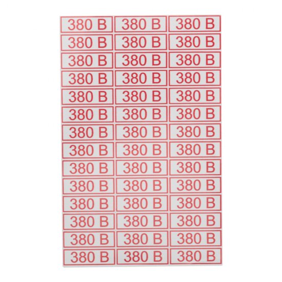 Наклейка Rexant знак электробезопасности 380 В самоклеящаяся 10х30 мм (42 шт. на листе, 5 листов)