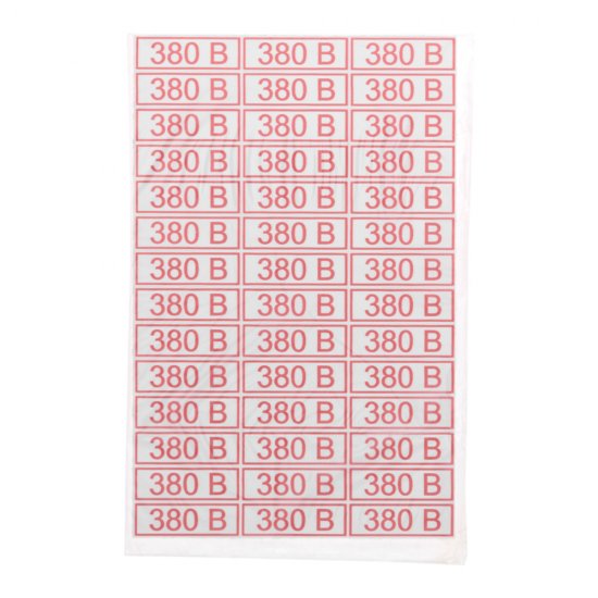 Наклейка Rexant знак электробезопасности 380 В самоклеящаяся 10х30 мм (42 шт. на листе, 5 листов)