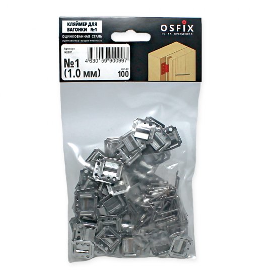 Крепеж кляймер №1 с гвоздями для панелей Осфикс (100 шт.)