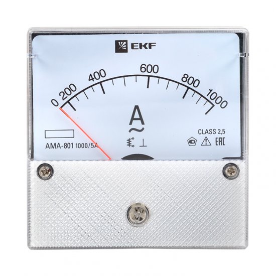 Амперметр аналоговый EKF PROxima AMA-801 80х80 мм IP20 1000 А трансформаторное подключение на 5 модулей (ama-801-1000)
