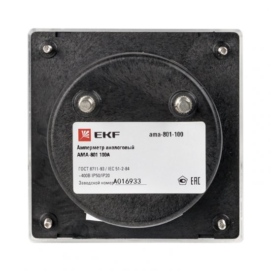 Амперметр аналоговый EKF PROxima AMA-801 80х80 мм IP20 100 А трансформаторное подключение на 5 модулей (ama-801-100)