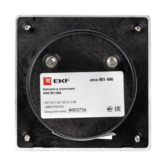 Амперметр аналоговый EKF PROxima AMA-801 80х80 мм IP20 600 А трансформаторное подключение на 5 модулей (ama-801-600)