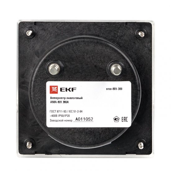 Амперметр аналоговый EKF PROxima AMA-801 80х80 мм IP20 300 А трансформаторное подключение на 5 модулей (ama-801-300)