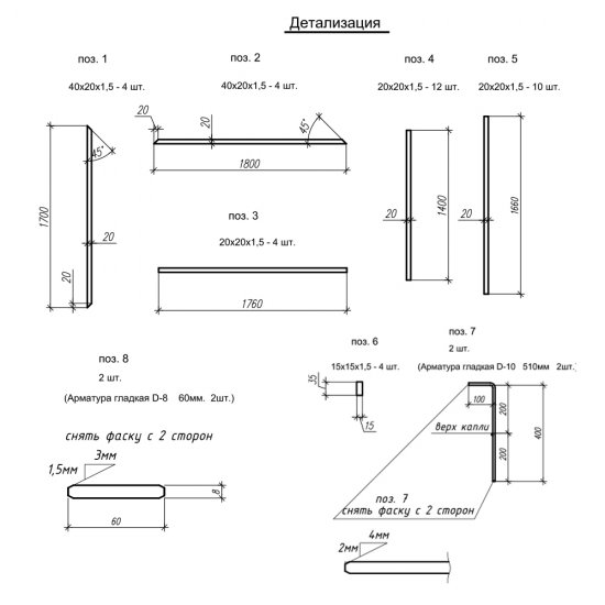 Ворота распашные с фигурными элементами 3,6х1,7 м черные