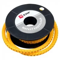 Маркеры кабельные (клипсы) EKF PROxima 3-4,2 мм цифра 6 желтые (500 шт.) (plc-KM-4-6)
