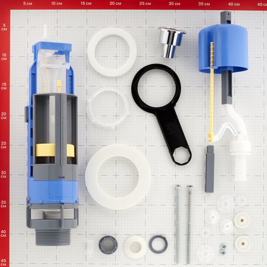 Арматура для унитаза Di Премиум нижний подвод 1/2 кнопка металл хром (5-3-5-17)