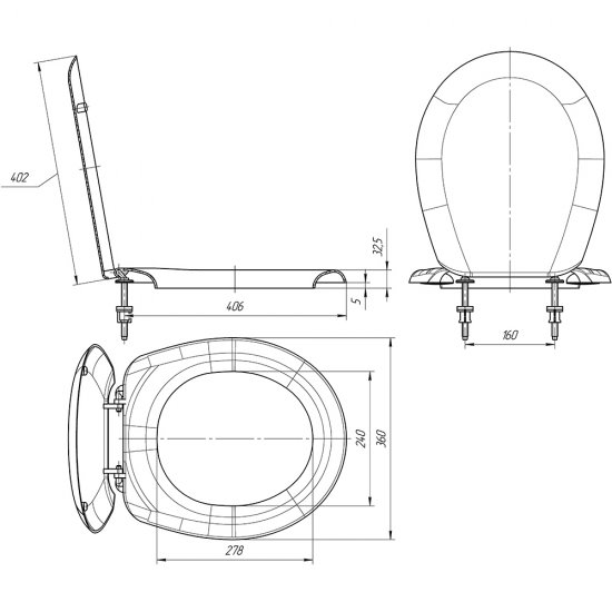 Сиденье для унитаза Инкоэр Каскад полипропилен без микролифта быстросъемное (0436)