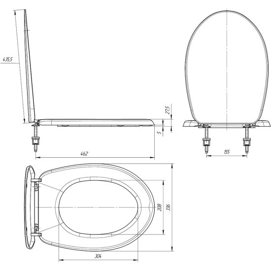 Сиденье для унитаза Инкоэр Элисса-Н полипропилен без микролифта быстросъемное (1808)