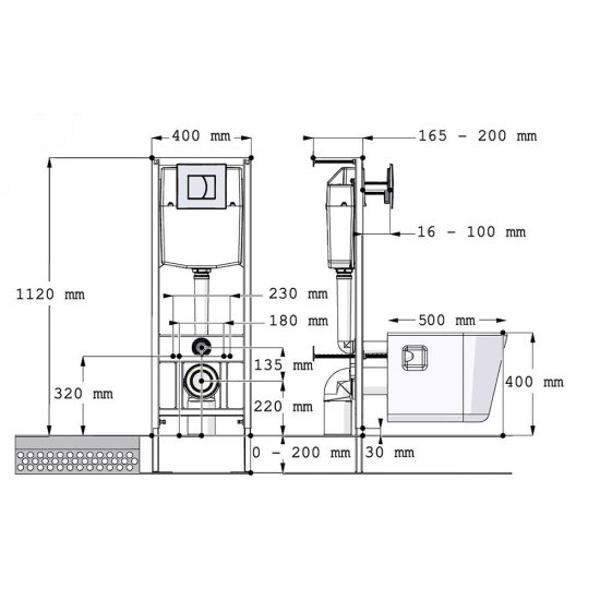 Инсталляция Di для подвесного унитаза с кнопкой белой (6551)