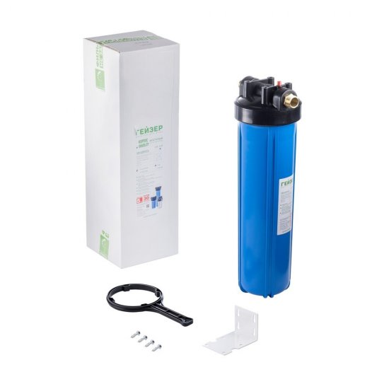 Корпус фильтра Гейзер для холодной воды пластик 20BB 1 НР(ш) х 1 НР(ш) синий