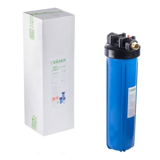 Корпус фильтра Гейзер для холодной воды пластик 20BB 1 НР(ш) х 1 НР(ш) синий