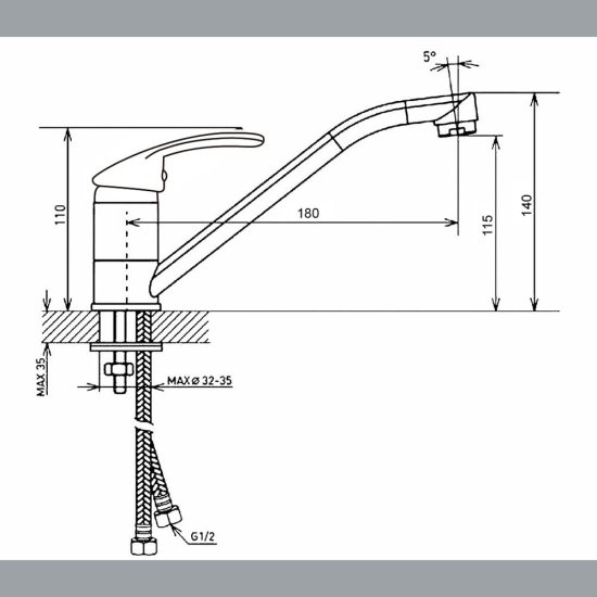 Смеситель для кухни и раковины Corsa Deco Wave L хром однорычажный (966393)