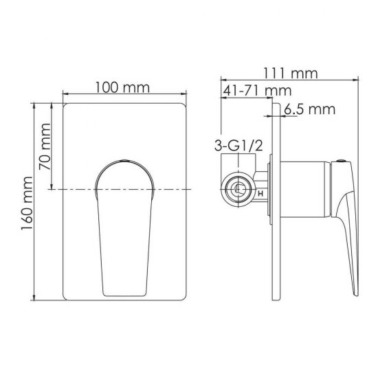 Смеситель для душа встраиваемый WasserKraft Wiese однорычажный графит (8451)
