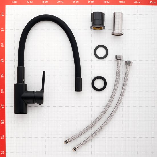 Смеситель для кухни Milardo Meal черный с гибким изливом однорычажный (M01BL0FM05)