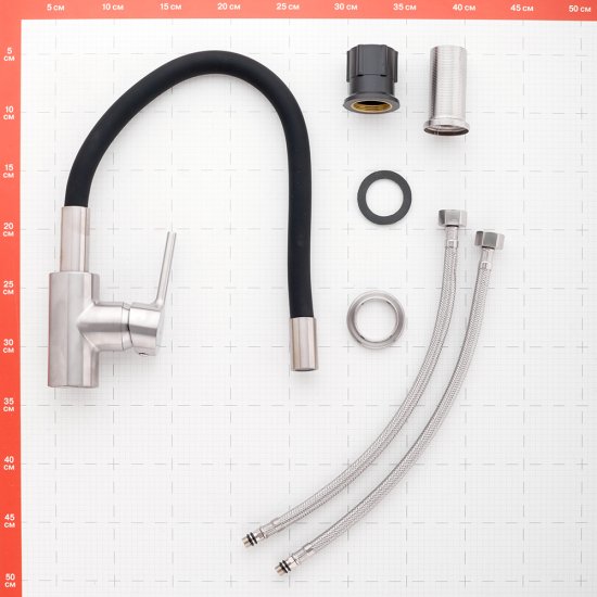 Смеситель для кухни Milardo Meal сатин с гибким изливом однорычажный (M01BN0FM05)